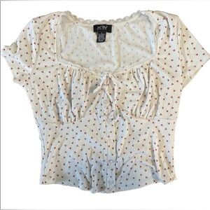Just Polly New York Cherry Print Women's Top Size Large